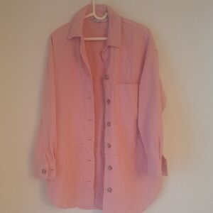 100 % Cotton Girly Barbie Zara Soft Pink Jacket Size M